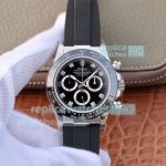 JH Factory Swiss 4130 Rolex Daytona Black Diamond Dial Rubber Strap Watch 40mm